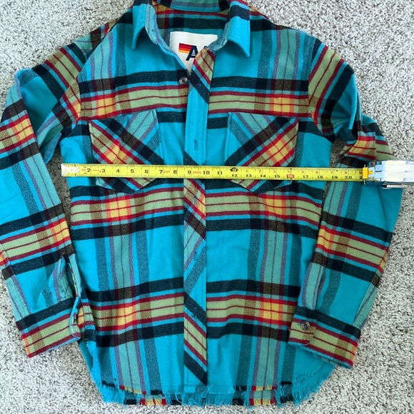 Aviator Nation Unisex Surf Blue Flannel Button Down Size Small - Picture 5 of 6